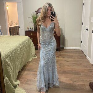 Couture Candy Blue Sequined Dress